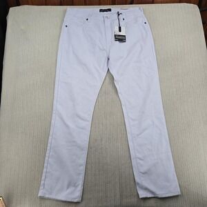 Jeanetix Jeans Mens 38x32 White Straight Leg Light Wash Denim Embroidered Pants